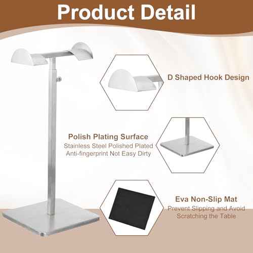 uxcell D Shaped Purse Display Stand Adjustable Handbag Rack Single Hook Holder, Silver
