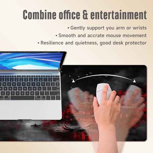 Extended Gaming Mouse Pad, Large Mouse Mat 3 mm Nature Rubber Base Mousepad with Stitched Edges, Non-Slip Desk Mat for Office Home Great Gift 31.5x11.8 Inch (Dark Canyon 5)