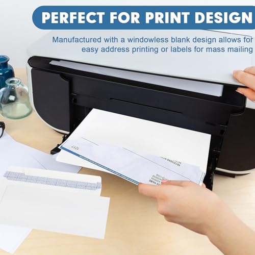 HERKKA #10 Security Self-Seal Envelopes 1000 Pack - Windowless Business Privacy
