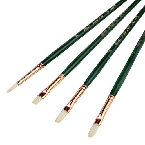 Silver Brush Limited GP-1078 Grand Prix Multi-Shape Set, 4pc Premium Long Handle Painting Set with Natural Hog Bristles, Round, Flat, Bright, and Filbert Brushes for Oil, Acrylic, Gouache, or Casein