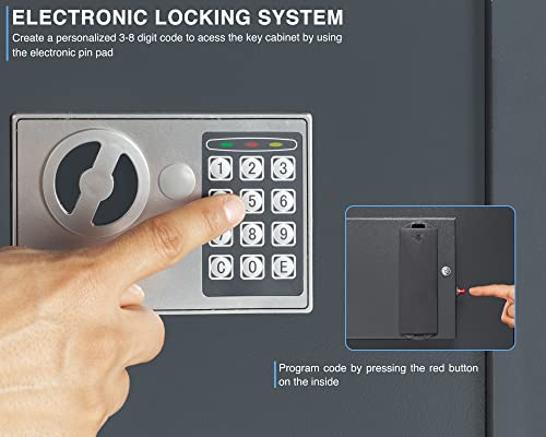 Durabox 40-Key Wall Mounted Key Safe with Digital Lock - Dark Grey