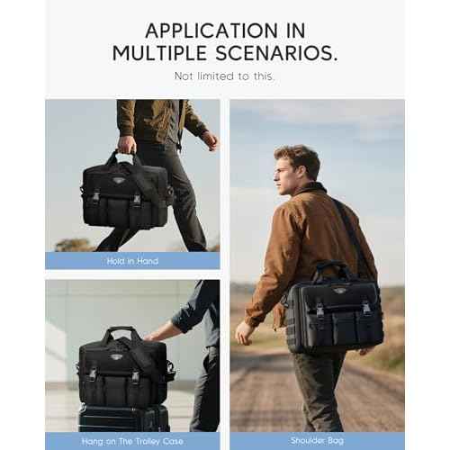 Large Tactical Laptop Bag 17.3 inch Carry on Messenger Computer Military Bag Briefcase Work Office with Extra Storage Bag, Black