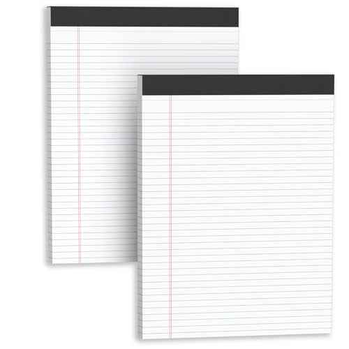 Legal Pads 8.5 X11, Narrow Ruled Notepads, 2 Pack, 50 Sheet/Pad, White Legal Pads, Tear Off Notepad, Perforated Writing Pad, Notebook Paper College Ruled, Notepads for Office Home School, Notepad