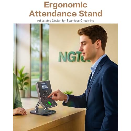 NGTeco Adjustable Employee Time Clock Stand, Universal Holder for W2, TC2, TC3, TC7, Anti-Slip Rubber Base, Sturdy & Flexible Design for Workplace Check-Ins