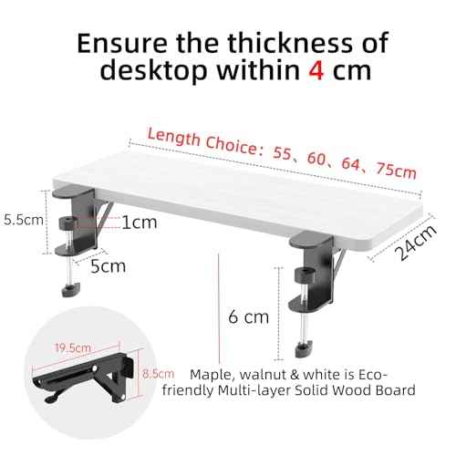 Ergonomics Desk Extender Tray, 25.2x9.5" Punch-Free Clamp on, Foldable Keyboard Drawer Tray, Table Mount Arm Wrist Rest Shelf, Computer Elbow Arm Support