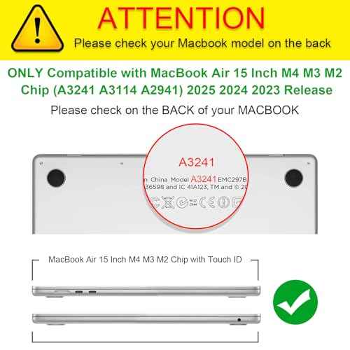 Fintie Case for MacBook Air 15 Inch A3241 A3114 A2941 (2023 2024 2025 Release) - Heavy Duty Rugged Hard Shell Case Cover with TPU Bumper for MacBook Air 15.3" M2 M3 M4 Chip, Clear