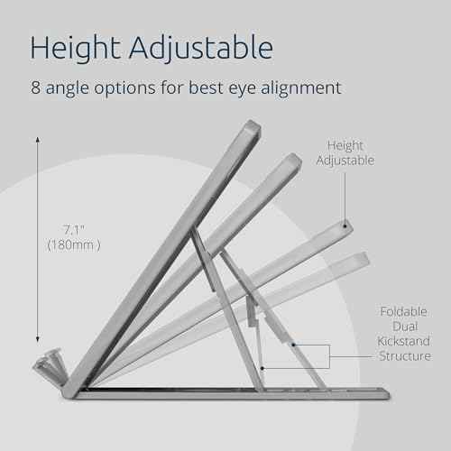 Kensington SmartFit Easy Riser Go Adjustable Ergonomic Laptop Riser and Cooling Stand for up to 14" Laptops (K50421WW)