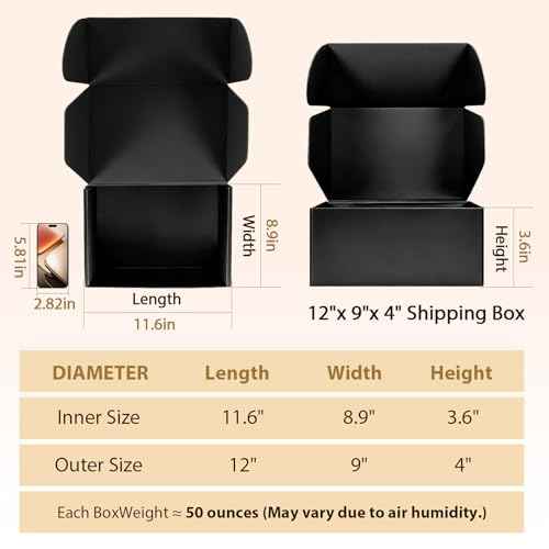 12x9x4 inches Shipping Boxes Set of 20, Small Corrugated Cardboard Box, Literature Mailer, Gift Boxes (Black, 12x9x4)