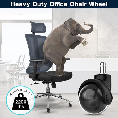 Omyoffice Premium Black 2in Office Chair Casters Set of 5, 2000LBS Capacity, Smooth Rolling