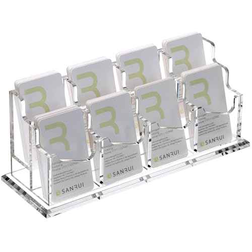SANRUI Acrylic Business Card Holder for Desk,Vertical Business Card Display Clear Business Card Organizer 2 Tier 8 Slot