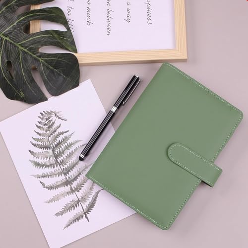 Green A6 Budget Binder with 12 Zipper Cash Envelopes and Sticky Notes - 7.4in LXWHYP