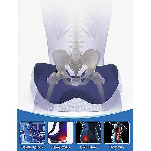 Seat Cushion, Seat Cushion for Sit Bone and Back Pain Relief, Butt, Tailbone, Hip, Hamstring, Posture Support - Memory Foam Comfort Ischial Tuberosity Pillow (Black)