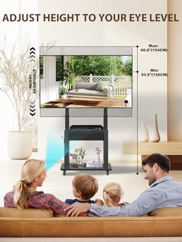 Maiproo Black Rolling TV Stand with Drawer, Mobile TV Cart 32-75" up to 330 lb, with 600x400 VESA, Adjustable Height