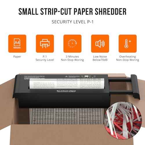 Small Paper Shredder for Home, 6 Sheet Strip Cut Paper Shredder Without Basket,Portable Shredder Extendable Arm Design with Overheat Protection for Home Office