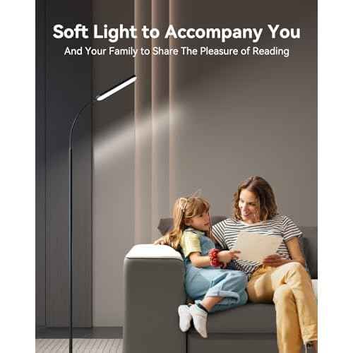 LED Floor Lamp with Remote Control Foot Switch for Living Room, Stepless Adjustable Colour Temperature Brightness Standing Lamp with Timer, Eye Caring Tall Lamp Reading for Bedroom,office, Gift