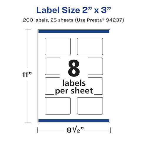 Avery Durable Waterproof Rectangle Labels, Sure Feed Technology, Print-to-The-Edge, 2" x 3", 200 Total, Oil and Tear-Resistant, Waterproof, Laser/Pigment-Based Inkjet Printable