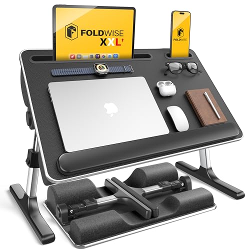FoldWise Black 2-in-1 Bed & Lap Desk with Adjustable Height & Angle
