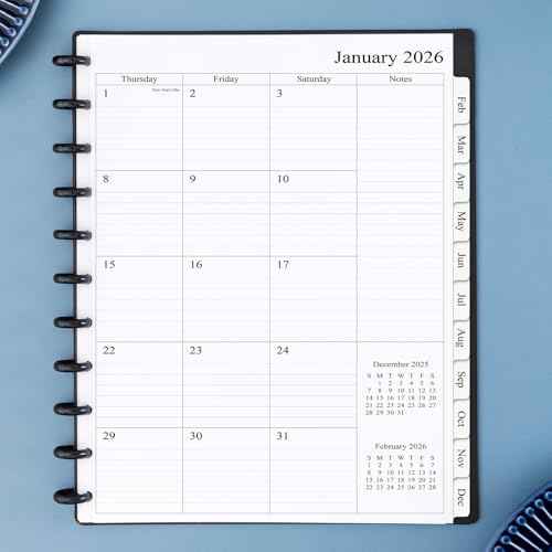 newestor 2025-2026 Monthly Planner Refill for 11-Discbound Notebooks, Oct 2025 to Dec 2026, Two Pages Per Month, Letter Size, 8-1/2" x 11"