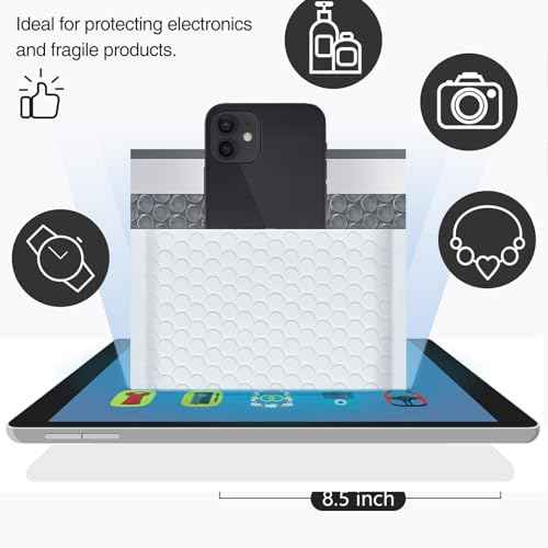 UCGOU Bubble Mailers 8.5x12 Inch White 25 Pack Usable Size 8.5x11 Poly Padded Envelopes #2 Medium Mailing Opaque Packaging Postal Self Seal Waterproof Boutique Shipping Bags for Clothes Makeup