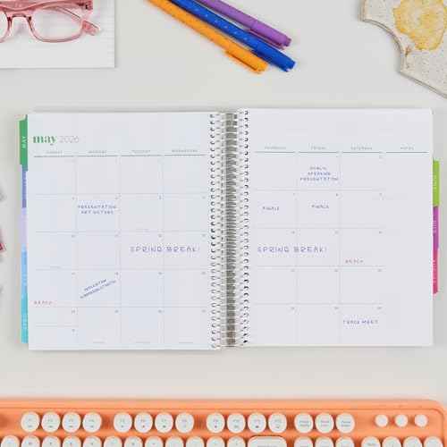 Erin Condren 12-Month Spiral Academic Planner (Aug 2025 - Jul 2026), 7¡±x9¡± School Agenda, Notebook, Deadline Tracker and Academic Calendar, Cosmic Collage Covers, Journey Theme, Platinum Coil