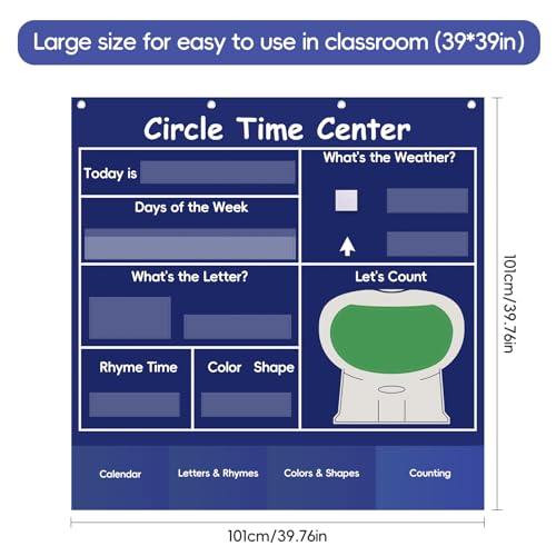 Blue Circle Time Learning Center Classroom Pocket Chart with 224 Cards