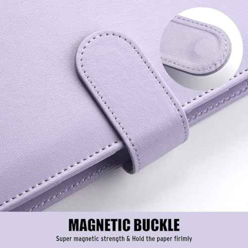 Sooez A5 Notebook Binder, 6 Ring Planner with Stylish Design, Loose Leaf Personal Organizer Cover with Magnetic Buckle Closure, PU Leather Binder for Women with Macaron Colors (Olive Green)