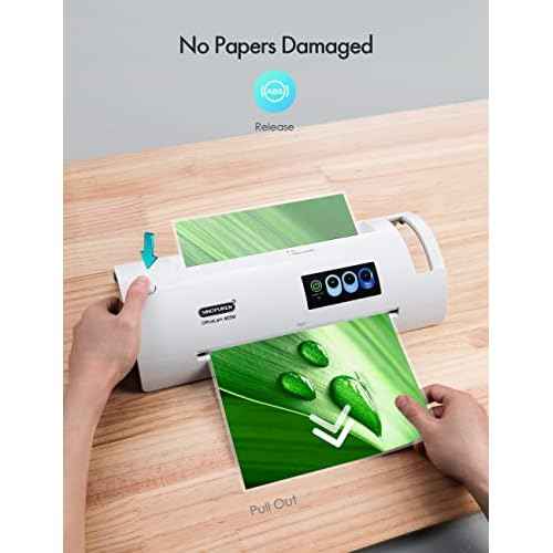 Laminator Machine, SINOPUREN Laminating Machine, Thermal Lamination 9-inch Quick 1min Warm-up JamFree-Tech Personal Lamination Work with 3mil 4mil 5mil Pouches, School/Office/Home use, White
