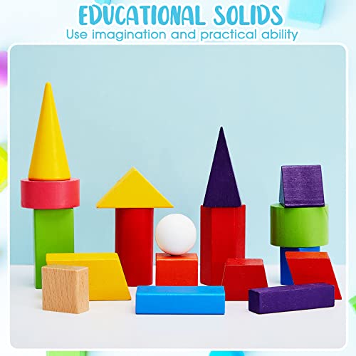 Deekin 36 Pcs Large 3D Geometric Wooden Shapes Blocks - Educational Toy