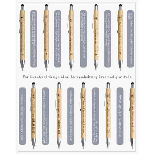 Christian Inspirational Pens With Bible Verse Stylus Ballpoint Pens Black Ink Bulk Motivational Christian Gifts for Women Men Bible Study Supplies for The Office Gifts 50 Count