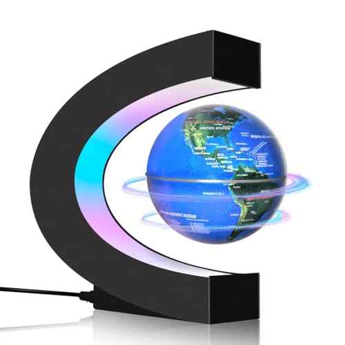 Magnetic Levitating Floating Globe with LED Lights, Cool Gadgets C Frame Globe Lamp for Men Father Husbands Boys Girls and Kids, Cool Tech Gift for Office Home Bookshelf Desk Decor