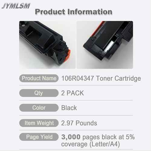 Compatible B205/ B210/ B215 Toner Cartridge 2-Pack, Replacement for Xerox 106R04347 106R04346 Works for B205NI B210DNI B215DNI Printer, High Yield 3,000 Pages