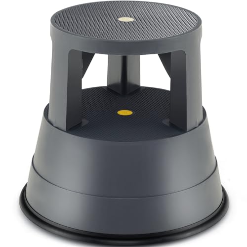 GIANTEX Rolling Step Stool with Non-Slip Platform - 330 lb Capacity, Portable Round Stool