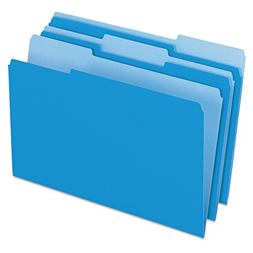 Pendaflex Two-Tone Color File Folders, Legal Size, Blue, 1/3 Cut, 100/BX (153 1/3 BLU)