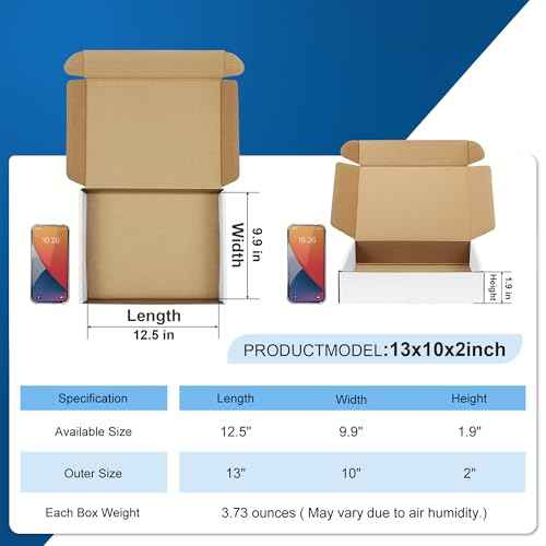 Famagic 30 Pack 13x10x2 Inch Small Shipping Boxes White Corrugated Cardboard Boxes Mailer for Small Business, Mailing Boxes for Packaging Bulk