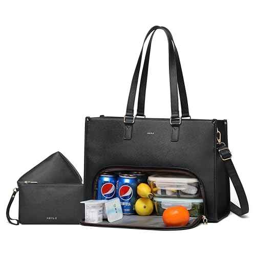 Keyli 3pcs Laptop Bag for Women 15.6 inch and Lunch Tote Bag for Women with Insulated Lunch Compartment Computer Briefcase