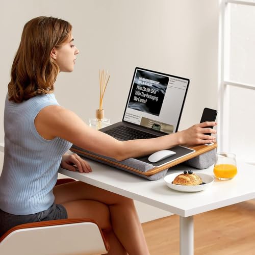 HUANUO Light Brown Woodgrain Laptop Lap Desk Fits up to 17-inch Computers