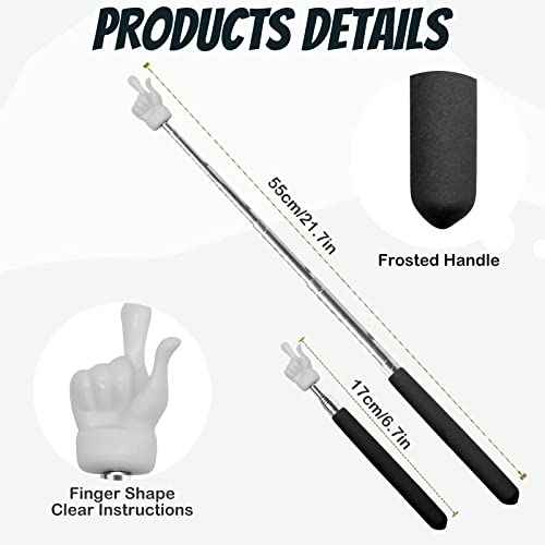 2Pcs Telescopic Teachers Pointer, Extendable Hand Pointer Finger Pointer Stick, Mini Retractable Classroom Pointer for Elementary School Kindergarten Teacher, Classroom Supplies (Black)