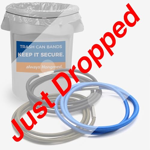 Hongmed Large Trash Can Bands - Set of 3, Fits 32-55 Gallon Cans (Black/Blue/Green) - Large Elastic Rubber Bands