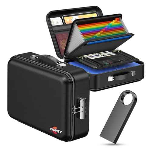 Fireproof Document Bag with Lock and 8GB USB, Portable Safe Box and File Organizer, 3-Layer Fireproof File Storage Case with Water Resistant Zipper for Money, Laptops, and Documents (Black)