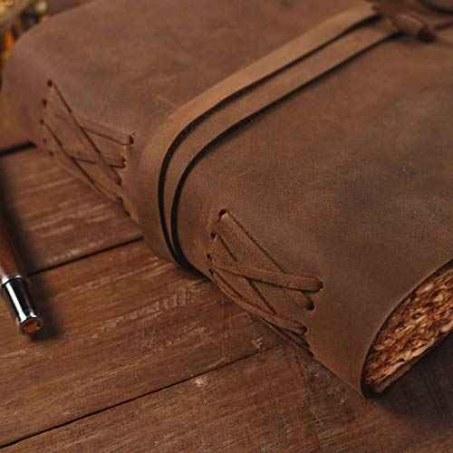 NomadCraftsCo. Leather Journal-Vintage Leatherbound Journal - Handmade Antique Deckle Edge Paper - Leather Sketchbook - Book of Shadows Journal - Thick Journal - Vintage Journal