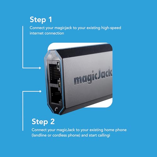 magicJack VOIP Phone Adapter - Unlimited US & Canada Calls, Portable Internet Phone, App & Service