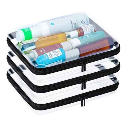 3Pcs Clear Hard Shell Zipper Case, BIiss Plastic Bins for Organizing, Clear Zipper Pouches Makeup Case & Lidded Storage Bins Organizer for Home Storage Cosmetics, Puzzles