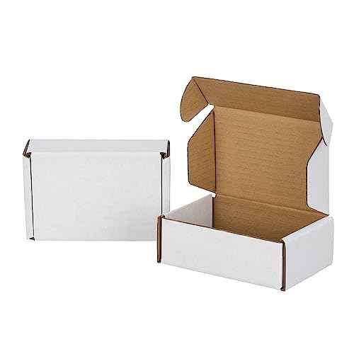 50 Pack 6x4x2 inches Small Shipping Boxes, Kraft Corrugated Cardboard Boxes for Mailing Packing, White