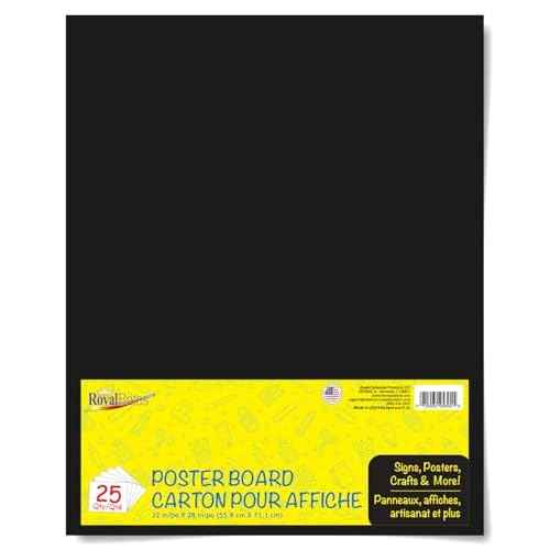 Black Poster Board, Premium 2-Sided 22x28 Poster Board for School Projects, Arts & Crafts, Water & Fade Resistant Posterboard for Signs & Presentations, Large Poster Board 22x28¡±, 24 Count