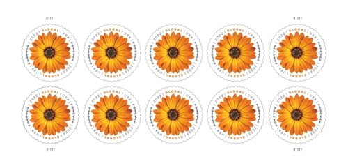 2022 US Postal Service African Daisy International Postage Stamp Sheet (10 Stamps)