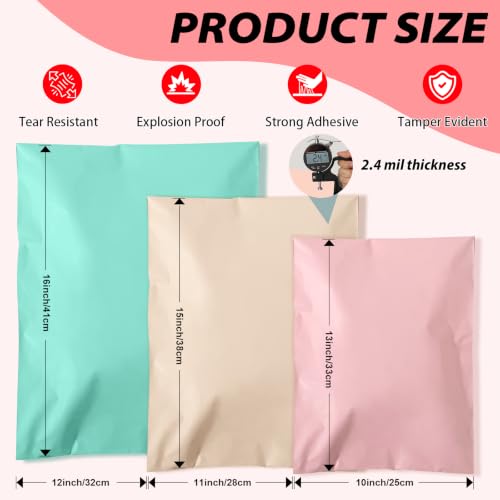 Pink, Yellow & Green Poly Mailers 30 Pack Self-Seal Shipping Envelopes for Small Business