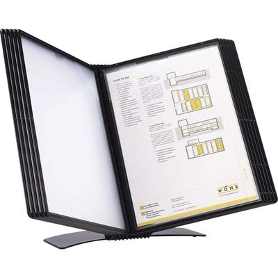 Tarifold Desktop Reference System Black - 10 Pockets, Easy-Load Design, Desk Organizer | Desktop