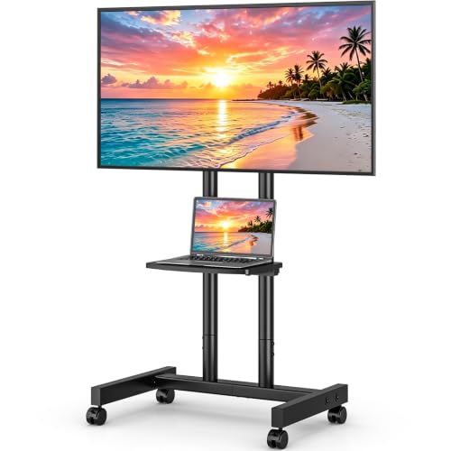 TVON Heavy Duty Rolling TV Stand for 27-80 inch TVs up to 99 lbs - Black