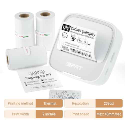 iDPRT Mini Thermal Sticker Paper - (57x29mm, 3.5m/Roll) for Instant Cameras Sticker Printer S1- Refill for Kids' Pocket Printer, Mini Photo Printer Labels, for Photos, to-do Lists, 3 Rolls