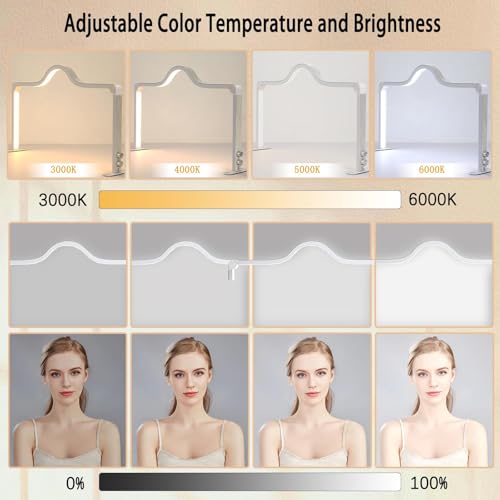 KEDAO Nail Light for Desk Half Moon Light for Nail Desk 34Inch Foldable LED Table Lamp Manicure for Table Adjustable Dimmable Half Moon Lamp for Lash Beauty Tattoos Crafts White